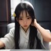 内容编辑思思，女性，坐在咖啡馆里用平板阅读漫画，面前放着笔记本，光线温柔自然